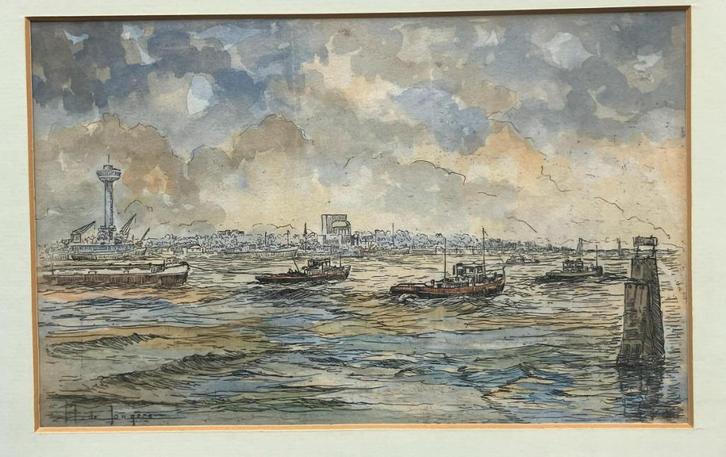 Marinus de Jongere (1912-1976) ingekleurde druk, gesigneerd, Antiek en Kunst, Kunst | Schilderijen | Klassiek, Verzenden