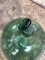 Antieke Glazen Mandfles / Dame Jeanne Groen Glas Stop Decora, Ophalen