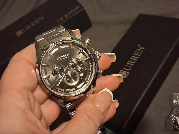 Curren 8355 silver black, Sieraden, Tassen en Uiterlijk, Horloges | Heren, Nieuw, Polshorloge, Overige merken, Staal, Staal, Ophalen of Verzenden