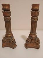 2 mooie kaarsen kandelaars in antieke stijl 20 cm hoog, Overige materialen, Ophalen of Verzenden, Zo goed als nieuw, Kandelaar