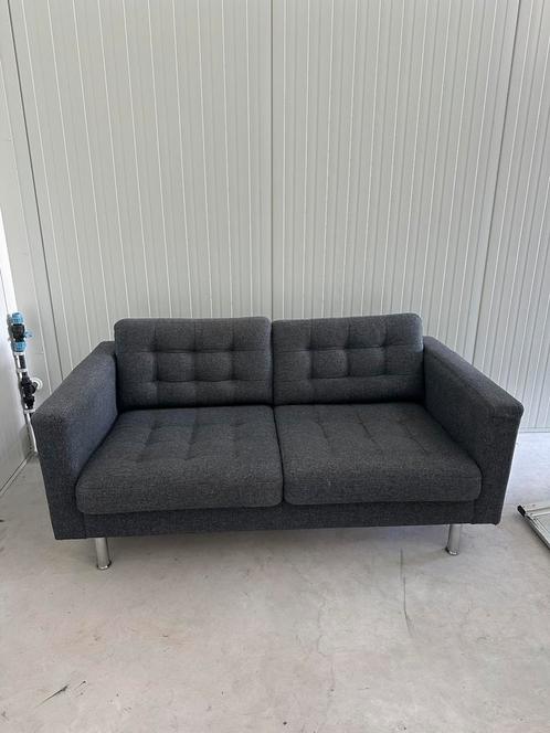 Moderne 2-zits bank donkergrijze stof, Huis en Inrichting, Banken | Bankstellen, Gebruikt, Rechte bank, 150 tot 200 cm, 75 tot 100 cm