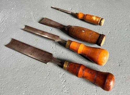 4x oude beitel guts Dodge Nooitgedagt JNIJ hout gereedschap, Antiek en Kunst, Antiek | Gereedschap en Instrumenten, Ophalen of Verzenden