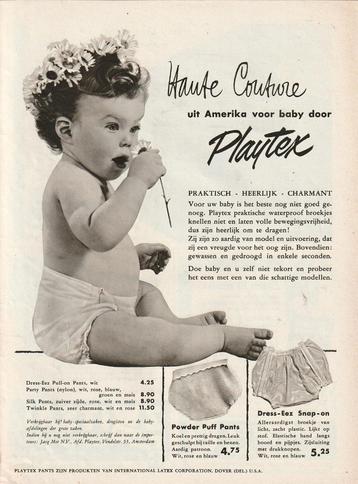 Retro reclame 1956 Playtex baby luiers plastic broekje beschikbaar voor biedingen