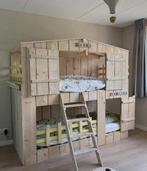 Stoer stapelbed/bedhuisje van steigerhout - uniek, Huis en Inrichting, Ophalen, Gebruikt, 90 cm, Tweepersoons