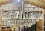 Mid century kroonluchter met 4 rijen bellen en 9 lichtpunten, Ophalen, Gebruikt, Glas