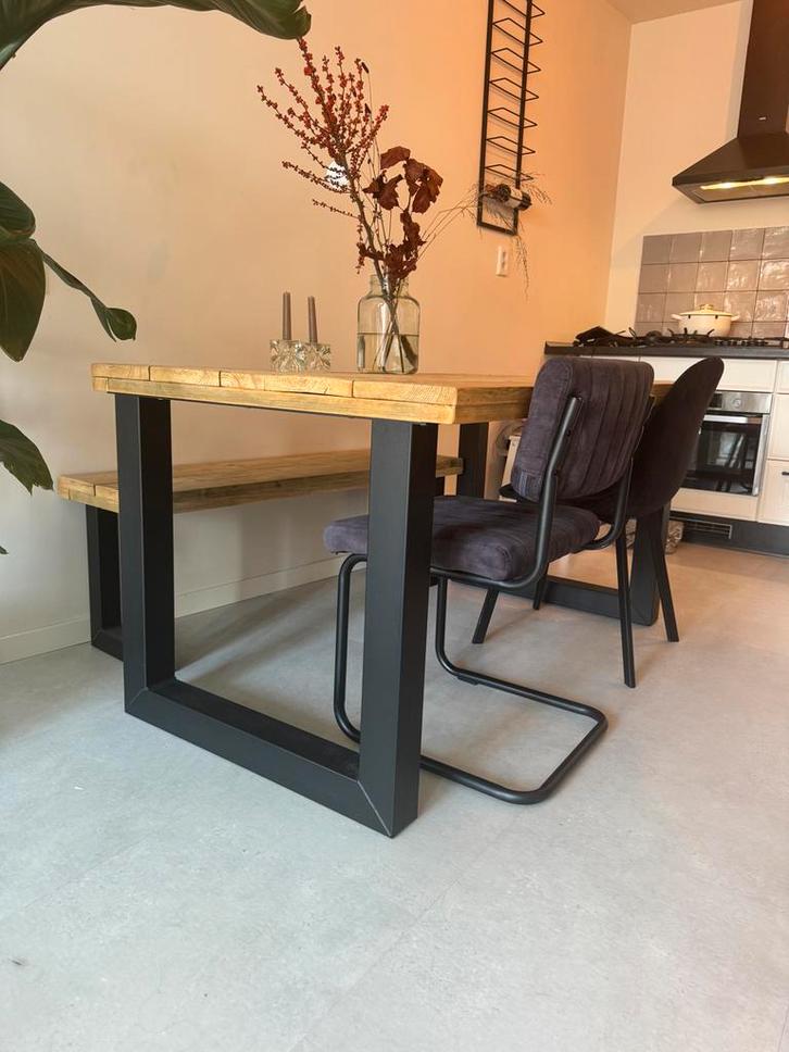 Eettafelset met zitbankje & stoelen, Huis en Inrichting, Tafels | Eettafels, Gebruikt, 100 tot 150 cm, 150 tot 200 cm, Vier personen