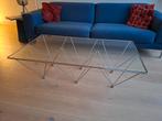 Design salontafel van glas en chroom, Ophalen, 100 tot 150 cm, 50 tot 100 cm, Zo goed als nieuw