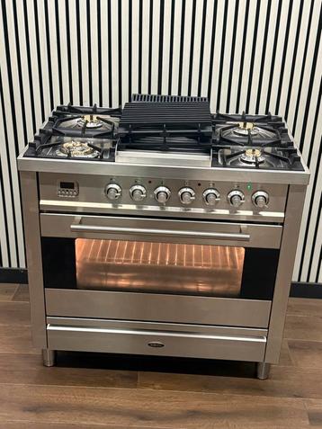 Luxe Boretti Fornuis 5 pits met Frytop RVS 90 cm beschikbaar voor biedingen