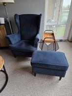 Blauwe fauteuil met poef, Ophalen