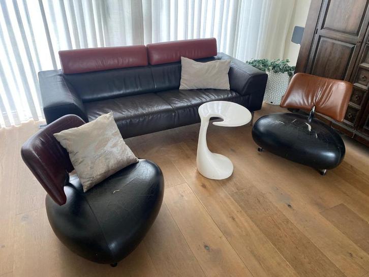 LEOLUX 3 zits Bankstel + 2 x PALLONE PA fauteuil, Huis en Inrichting, Banken | Complete zithoeken, Gebruikt, Leer, Ophalen