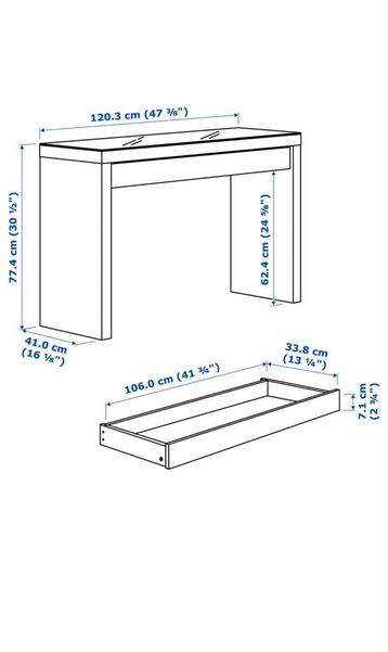 Toilet/make-uptafel MALM & bureaustoel KULLABERG (Ikea) - afbeelding 2