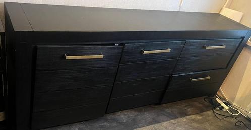 Zwarte dressoirkast massief hout, Huis en Inrichting, Kasten | Dressoirs, Gebruikt, 200 cm of meer, 25 tot 50 cm, Ophalen
