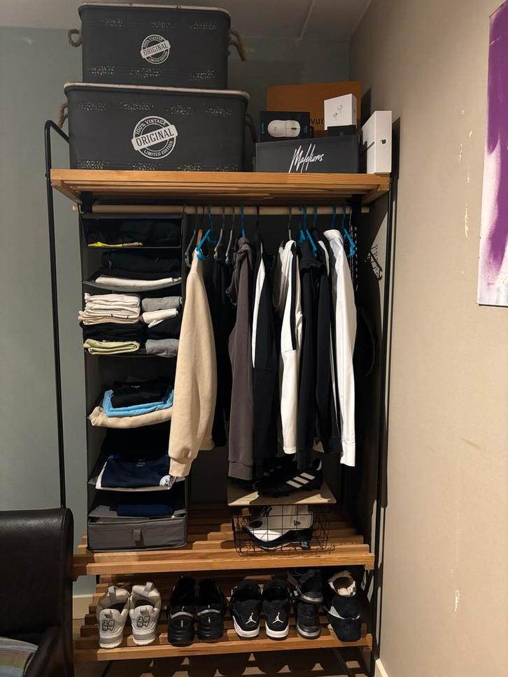 Moderne Open Kledingkast - IJzer & Hout, Huis en Inrichting, Kasten | Kledingkasten, Zo goed als nieuw, 100 tot 150 cm, 50 tot 75 cm