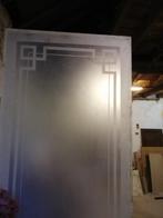 Antieke glasplaat geetst frosted glas strak, afm 113,8x41cm, Ophalen