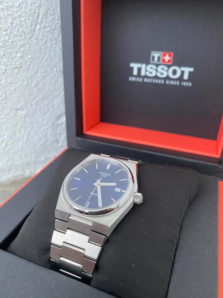 Tissot PRX 35mm Quartz Blauw - Nieuwstaat, Sieraden, Tassen en Uiterlijk, Horloges | Heren, Zo goed als nieuw, Polshorloge, Overige merken