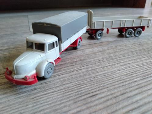 Wiking vrachtauto met open aanhanger, Hobby en Vrije tijd, Modelauto's | 1:87, Zo goed als nieuw, Bus of Vrachtwagen, Wiking, Ophalen of Verzenden