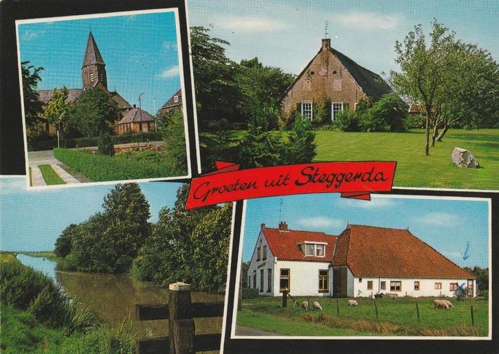 STEGGERDA Kerk Kanaal Boerderij Groeten, Verzamelen, Ansichtkaarten | Nederland, Gelopen, Friesland, 1980 tot heden, Verzenden