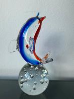 Murano Dolfijn rood blauw, Antiek en Kunst, Antiek | Glas en Kristal, Ophalen of Verzenden