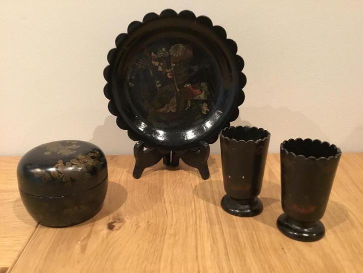 Decoratief 5 delig japans lakwerk, Antiek en Kunst, Curiosa en Brocante, Ophalen of Verzenden
