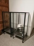 2 antraciet handgemaakte stalen lantaarns met blauwe steen, Ophalen, Overige materialen, Zo goed als nieuw, 75 cm of meer