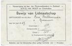 Bewijs van Lidmaatschap VPZ 1939  Pluimvee Balkenende Graauw, Ophalen of Verzenden, Gebruikt, Overige typen