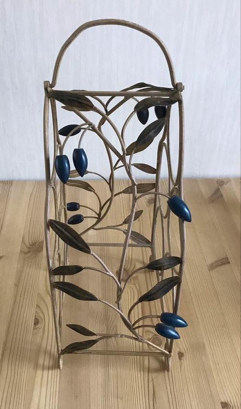Italiaans wijnrek met olijftakken vintage mediterraan, Huis en Inrichting, Woonaccessoires | Wijnrekken, Zo goed als nieuw, Minder dan 50 cm