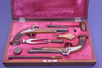 Cased koppel percussie pistolen 1840/1850 pistool beschikbaar voor biedingen