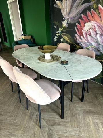Elegant Marble Dining Table + 4 Chairs beschikbaar voor biedingen