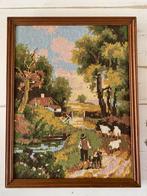 Gehaakt Schilderij Landschap in Houten Lijst, Ophalen of Verzenden