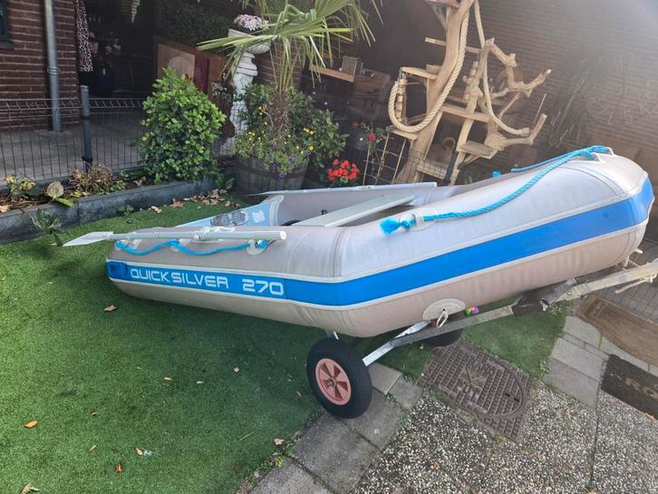 4pk yamaha motor met rubberboot en kleine trailer, Watersport en Boten, Rubberboten, Zo goed als nieuw, Minder dan 70 pk, Benzine