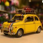 Retro Modelauto Fiat 500-look geel Vintage metalen XL auto, Auto, Nieuw, Ophalen of Verzenden, H