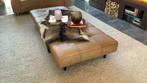 Lederen daybed cognac naturel bruin 210x95x33 gecapitonneerd, Gebruikt, 200 tot 250 cm, Ophalen, Klassiek modern