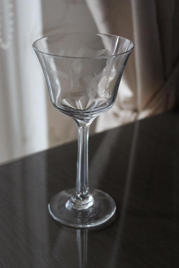 Antiek Frans Art Nouveau gegraveerd kristallen glas