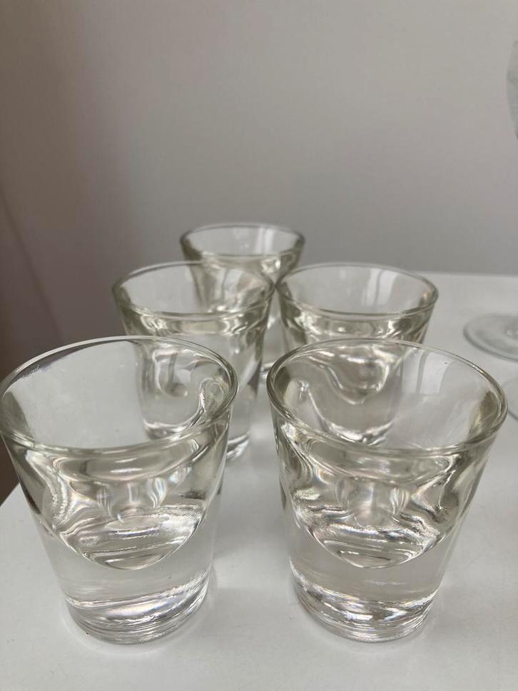 Set van 5 vintage shotglaasjes, Huis en Inrichting, Keuken | Servies, Zo goed als nieuw, Glas of Glazen, Effen, Glas, Ophalen