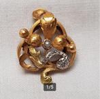 Juweel Art Nouveau knoopsgatbroche., Sieraden, Tassen en Uiterlijk, Antieke sieraden, Ophalen of Verzenden, Goud, Broche, Met edelsteen