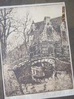 Mooie oude ets, (oud Grachtje)DELFT  ??PC  Van Makelen ???, Antiek en Kunst, Ophalen of Verzenden