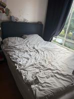 2-persoons boxspring bed 140x200, Gebruikt, Blauw, Tweepersoons, 200 cm
