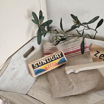 Oude landelijke mangelbak dienblad brocante beschikbaar voor biedingen