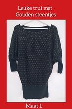 Zwarte trui met gouden steentjes - Maat L, Ophalen of Verzenden, Zo goed als nieuw, Maat 42/44 (L), Zwart