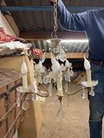 Oude kroonluchter, koper met glas, Ophalen, Gebruikt, Glas, Barok, antiek, klassiek, vintage