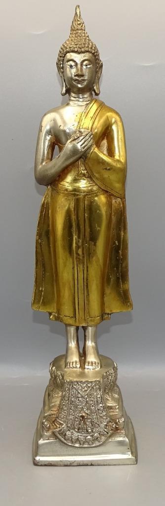 Staande Boeddha Brons Bicolor – Uniek uit Thailand, Huis en Inrichting, Woonaccessoires | Boeddhabeelden, Zo goed als nieuw, Ophalen of Verzenden