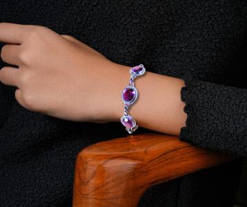 Mooie 1960 Sterling zilveren DANECRAFT paarse steen armband! beschikbaar voor biedingen