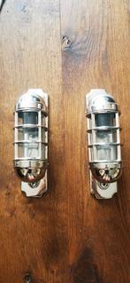 2 RVS design wandlampen - uitstekende staat, Ophalen of Verzenden, Zo goed als nieuw, Glas, Industrieel