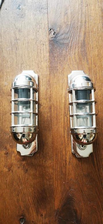 2 RVS design wandlampen - uitstekende staat beschikbaar voor biedingen