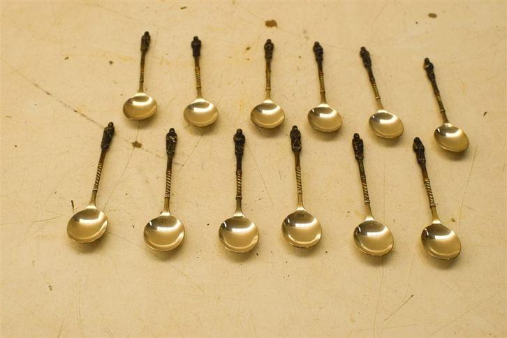 12 stuks verzilverde Theelepeltjes 49994, Huis en Inrichting, Keuken | Bestek, Gebruikt, Rvs of Chroom, Ophalen of Verzenden