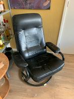 Draaiende leren stoel met scheur, Huis en Inrichting, Fauteuils, Ophalen, Gebruikt, Minder dan 75 cm, Leer