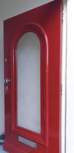 Antieke hardhouten voordeur met boograam, Ophalen, Gebruikt, 80 tot 100 cm, Buitendeur