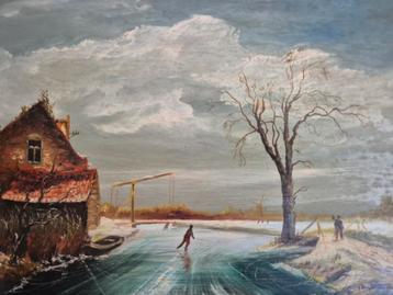 Schilderij olieverf op paneel beschikbaar voor biedingen
