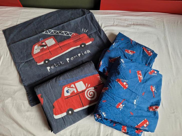 Brandweer beddengoed Set - 4 Delig, Kinderen en Baby's, Kinderkamer | Beddengoed, Gebruikt, Dekbedovertrek, Overige kleuren, Jongetje of Meisje