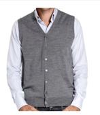 Joe Gilet Harvard grijs 100% extrafine merinowol Large BCBC, Maat 52/54 (L), Nieuw, Grijs, Verzenden
